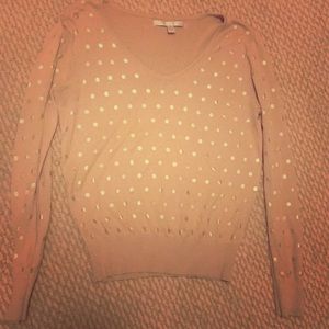 Lauren Conrad Tan and Gold Dot Sweater